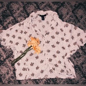 floral butterfly sleeve button up